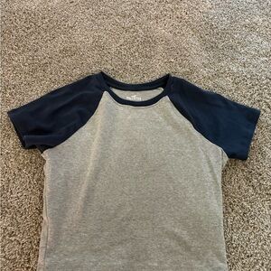 Hollister Gray and Navy Kids Raglan Tee